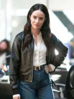 9 1 1 S08 Amber Braeburn Black Bomber Leather Jacket