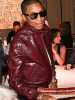 Afterparty Met Gala 2025 Pharrell Williams Maroon Bomber Leather Jacket