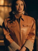 Amber Midthunder Novocaine Brown Leather Jacket