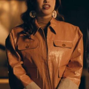 Amber Midthunder Novocaine Brown Leather Jacket
