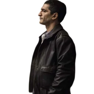 Amr Waked Black Leather Jacket Front View
