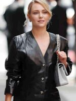 AnnaSophia Robb Black Leather Blazer