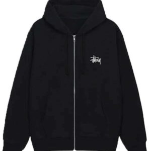 Black Stussy Zip Up Hoodie