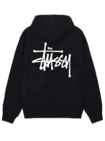 Black Stussy Zip Up Hoodie For Men and Women