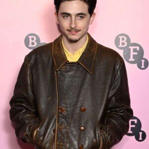 British Film Institute 2024 Timothee Chalamet Brown Leather Jacket
