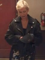 Dying for Sex 2025 Michelle Williams Black Biker Leather Jacket