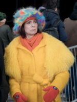 Elsbeth 2025 Carrie Preston Yellow Fur Coat