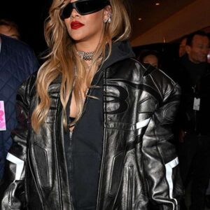 F1 Grand Prix 2023 Rihanna Black Racing Leather Jacket