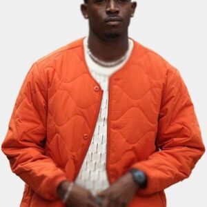 F1 The Movie 2025 Joshua Pearce Orange Quilted Jacket