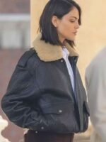 Fountain of Youth 2025 Eiza Gonzalez Black Shearling Jacket