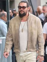 Jason Momoa 2025 Beige Moto Leather Jacket