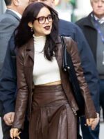 Jenna Ortega Death of a Unicorn Movie Premiere 2025 Leather Jacket