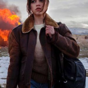 Jenna Ortega Hurry Up Tomorrow 2025 Brown Leather Jacket