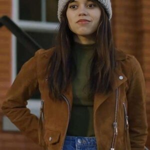 Jenna Ortega Winter Spring Summer or Fall Brown Leather Jacket