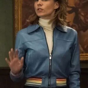 Kristen Bouchard Evil Blue Leather Jacket