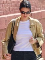 NYC 2025 Kendall Jenner Suede Leather Jacket