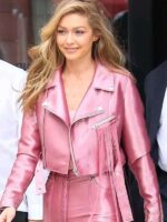 NYC Gigi Hadid Pink Leather Jacket