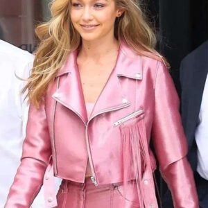 NYC Gigi Hadid Pink Leather Jacket