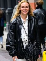 New York City 2025 Diane Kruger Bomber Leather Jacket