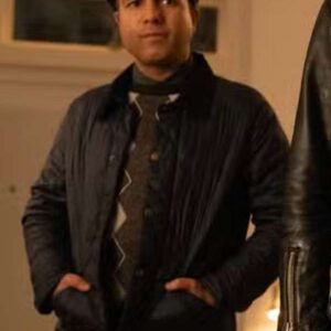 Nick Mohammed Deep Cover 2025 Blue Quilted Jacket