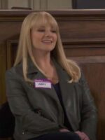 Night Court S02 Abby Stone Green Biker Leather Jacket