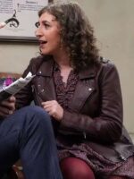 Night Court S03 Mayim Bialik Maroon Leather Jacket