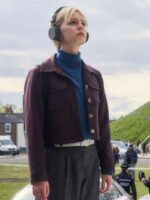 Patience 2025 Ella Maisy Purvis Burgundy Cropped Jacket