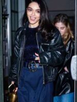 Snow White 2025 Premiere Night Rachel Zegler Black Leather Jacket