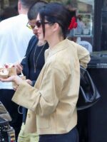 Street Style 2025 Kendall Jenner Suede Leather Jacket