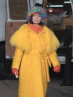 TV Series Elsbeth 2025 Carrie Preston Yellow Fur Coat