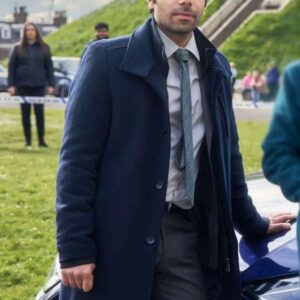 TV Series Patience 2025 DC Will Akbari Blue Wool Coat