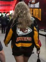 Taylor Swift KC Chiefs Leather Bomber Jacket
