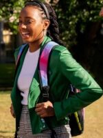 The Sex Lives of College Girls Alyah Chanelle Scott Green Leather Jacket