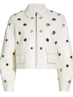 The View 2025 Joy Behar Grommet White Leather Jacket