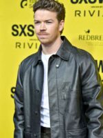 Will Poulter Death of a Unicorn Premiere Night Black Leather Coat