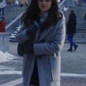 Winter Spring Summer or Fall Jenna Ortega Gray Hooded Coat