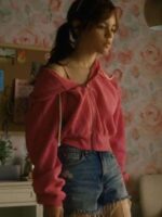 Winter Spring Summer or Fall Jenna Ortega Pink Hoodie