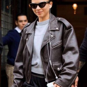 Zendaya Street Style Biker Leather Jacket