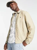Polo Harrington Jacket Cotton Fabric Closeup