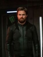Arrow S08 Oliver Queen Green Leather Jacket