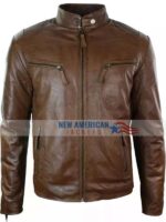 Cafe Racer Brown Leather Jacket