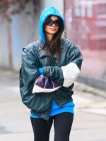 Emily Ratajkowski NYC Oversized Leather Jacket