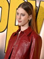 Happy Face 2025 Hazel Red Cropped Leather Jacket