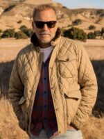 Kevin Costners The West Beige S01 Kevin Costner Beige Quilted Jacket