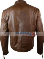 Mens Slim Fit Cafe Racer Brown Leather Jacket
