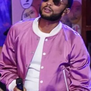 The Voice S27 John Legend Pink Satin Bomber Jacket