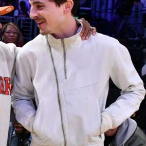 Timothee Chalamet White Bomber Jacket