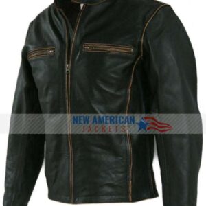 Vintage Cafe Racer Leather Jacket