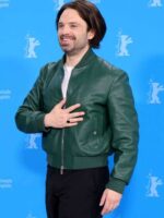 A Different Man Sebastian Stan Bomber Green Leather Jacket