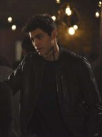 Alec Lightwood Shadowhunters S02 Black Bomber Leather Jacket